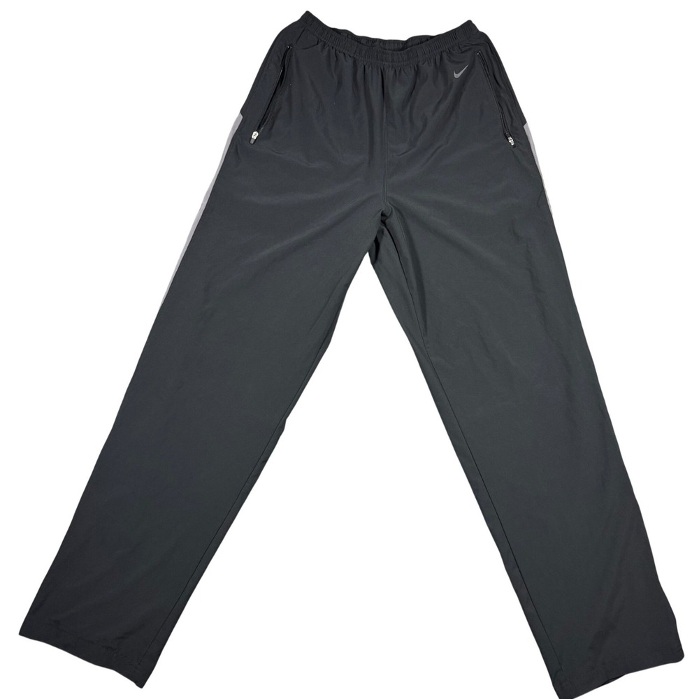 Vintage Nike Fit Dry Mens Track Pants Black Zippered Pockets Ankle Zips Medium